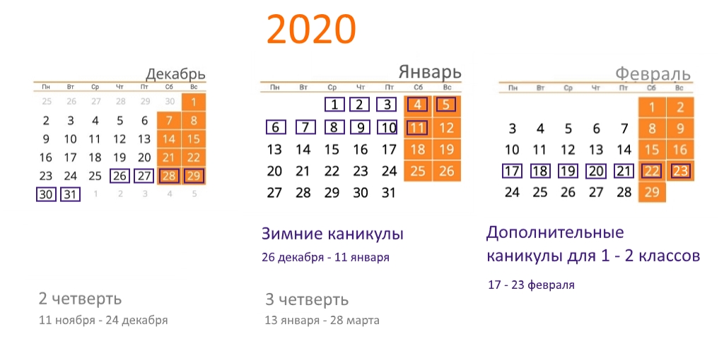 Каникулы в школе в 2020-2021 году