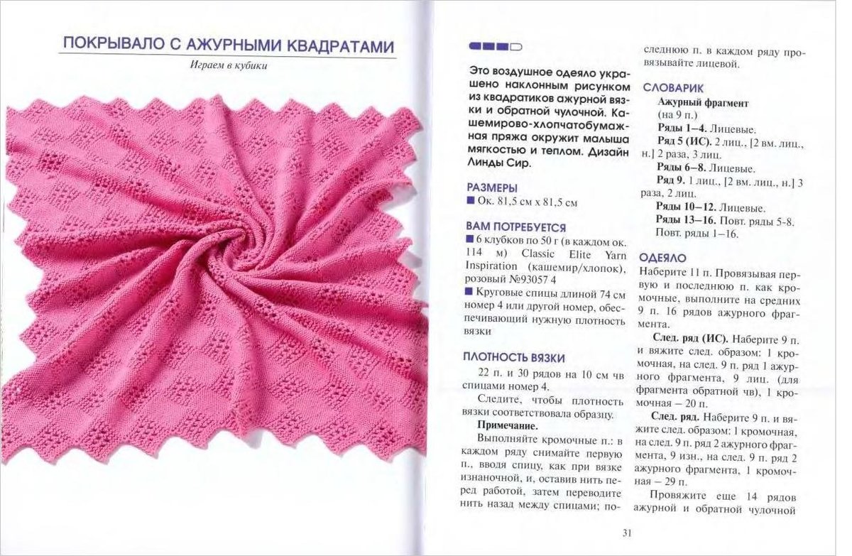 Плед для новорожденного из плюшевой пряжи своими руками