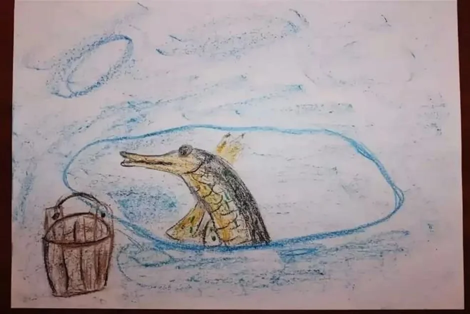 Щука рисунок для детей карандашом цветной поэтапно
