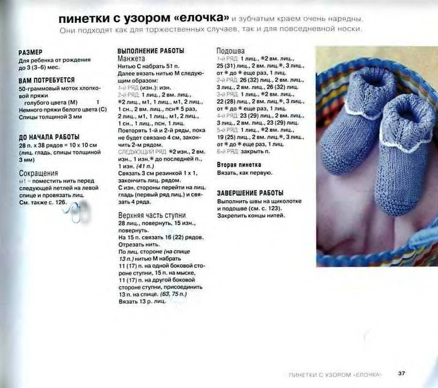 Вязание пинеток для новорожденных спицами и крючком - описание схем вязания (70 фото)