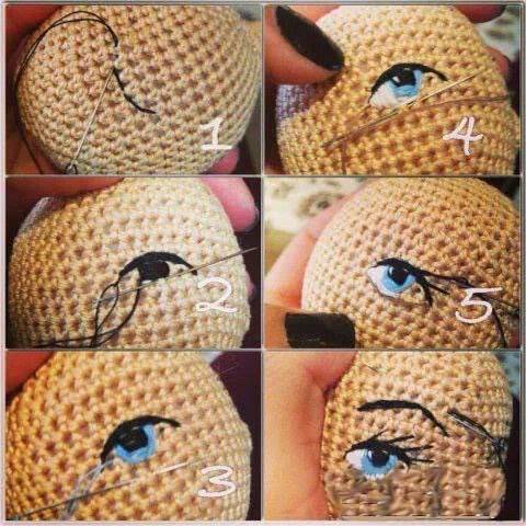 Как вывязать глазки вязаной куколке, зайчику, прочим игрушкам