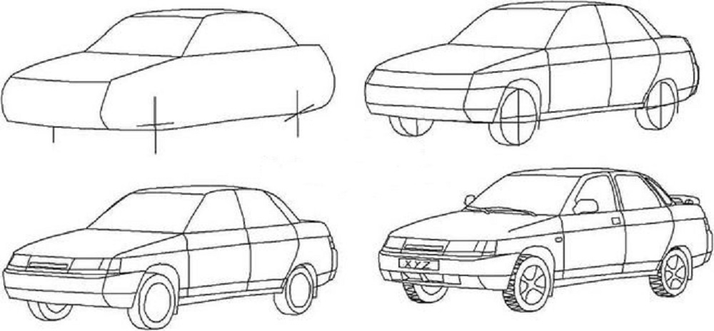 How to draw a bugatti chiron step by step