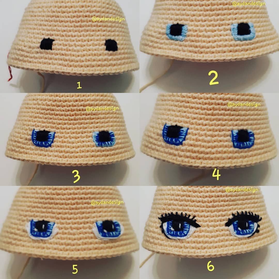 Как вышить глаза вязаной кукле или игрушке нитками мулине: мастер класс