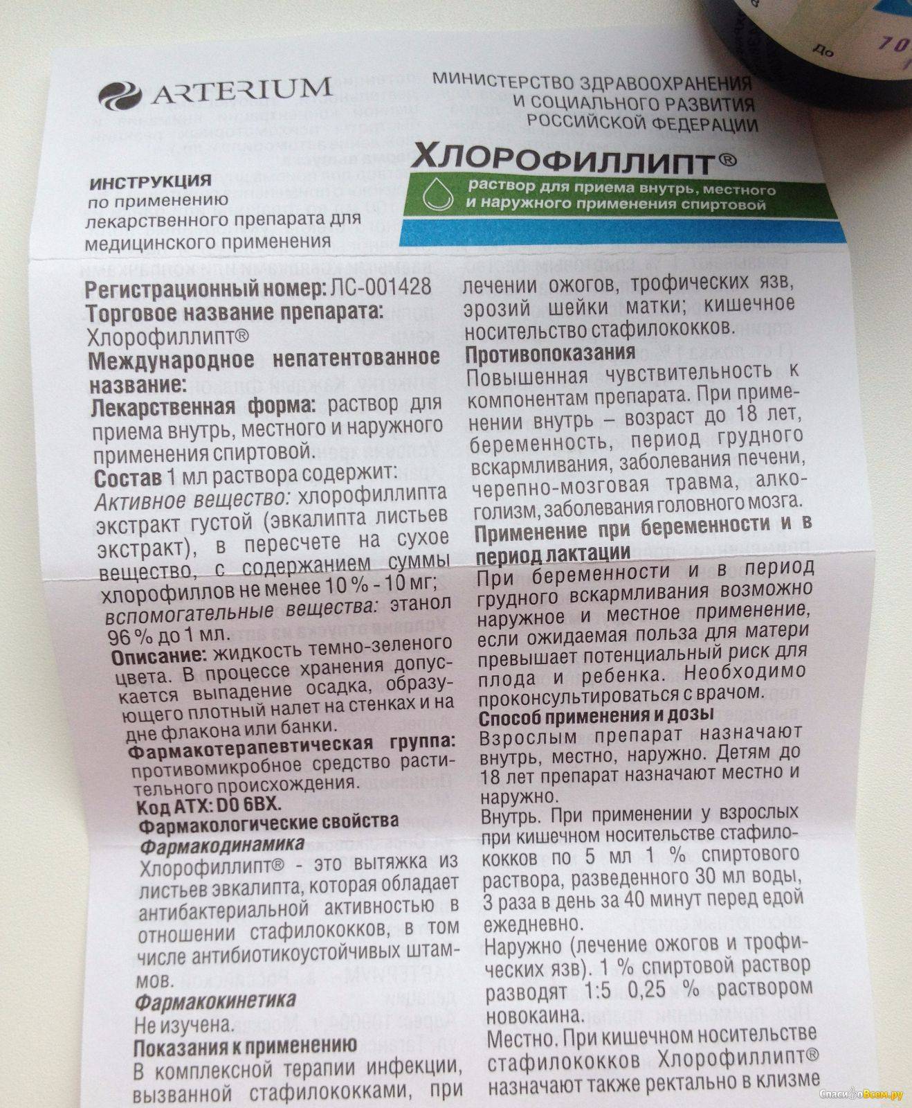 Хлорофиллипт. механизм действия, виды, состав, форма выпуска препарата. показания к использованию